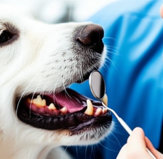 Dog having dental checkup to improve health