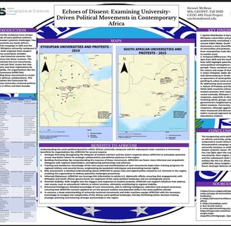 A GEOINT project poster on Political Movements in Africa using ArcGIS Pro.