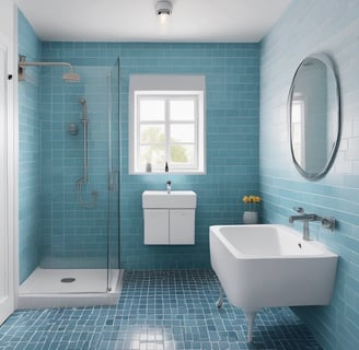 A partially constructed or renovated interior space featuring exposed brick walls and wooden ceilings. A white door is visible in the background next to a red painted wall. A plastic sheet covers furniture on the right side, and there are construction materials scattered across the floor.