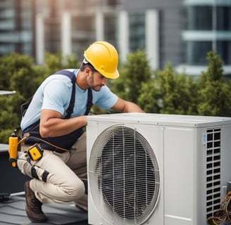 a man in a helmet and safety gear is working on a roof top