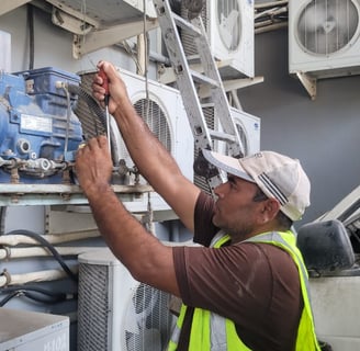 a man in a safety vest is working on a machine
