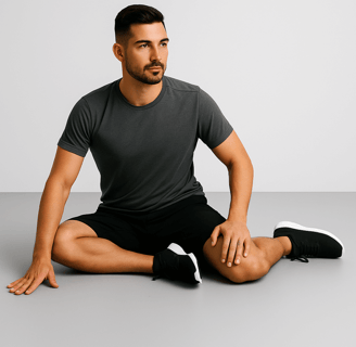 a man sitting on the floor with his legs crossed