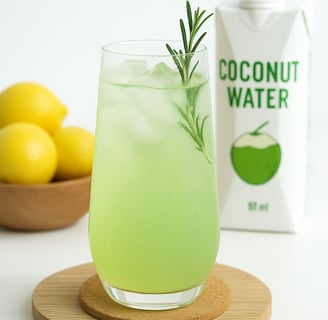 Green beverage with lemon and coconut water
