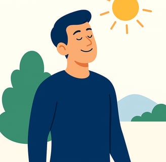 A man walking in the morning sun