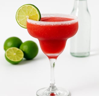 Red Sparkling beverage with lime