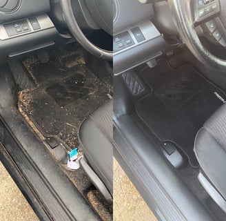 Innenreinigung Auto vorher-nachher – starker Schmutz entfernt