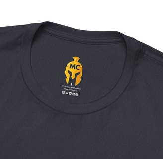a t - shirt with a yellow and black logo on it