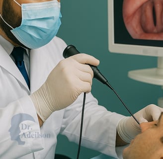 Dr. Adeilson realizando um exame de Videolaringoscopia