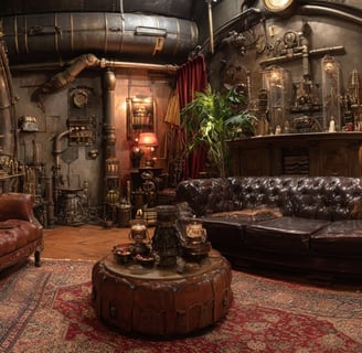 Steampunk themed room.