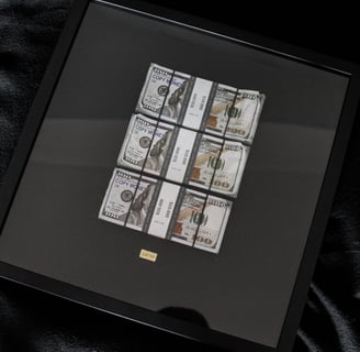 A luxury black motivational frame with money and motivational quotes
