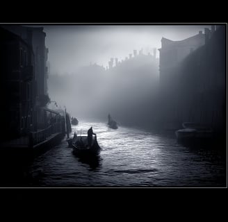 a boat on a river with a person in the background