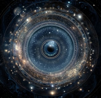 a large eye looking into a spiralle with a large eyeball