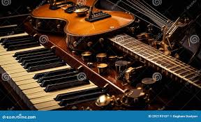a guitar and a guitar on a piano