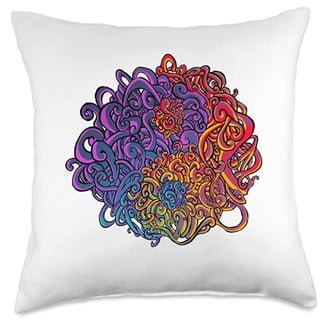 Shengekka Purple and Orange Entangled Yin Yang Design Throw Pillow Multicolor