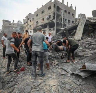 civilians evacuate destroyed homes amid mass casualties and water shortages.