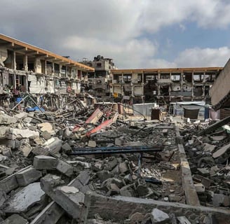 destroyed school  in Gaza