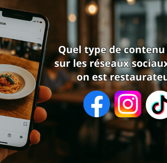 Photo d’un smartphone affichant Instagram dans un restaurant, illustrant l’importance du contenu vis