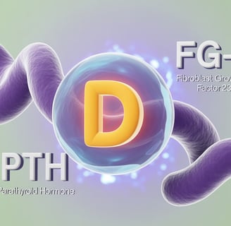 Junção de uma molécula em 3D com PTH, FGF-23 e Vitamina D