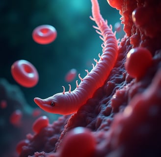 parasita intestinal com hemácias envolta