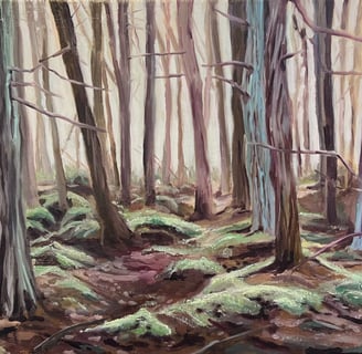 Oil painting of North East White Cedar Swamp in Wellfleet, Cape Cod