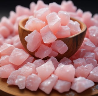 A clear container labeled 'HERBS BASICS BATH BOMBS' stands beside two pink bath bombs. The label indicates the product is handmade in Hong Kong and lists ingredients including baking soda, citric acid, and sweet almond oil. The background is a simple, light gray.