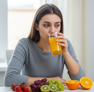 sick person drinking orange juice