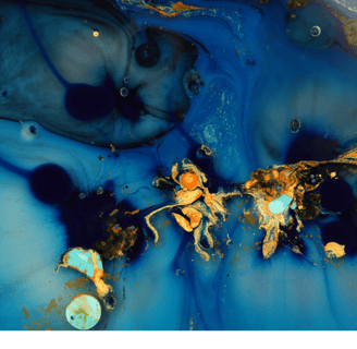 blue, gold, and black epoxy resin art for tables and epoxy resin art for jewelry