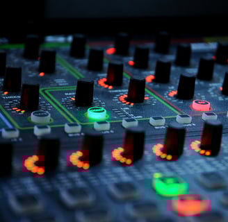 a sound mixing console with a multicolored sound
