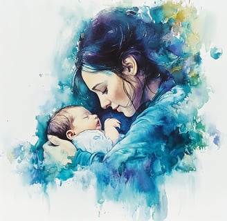 woman holding her newborn baby