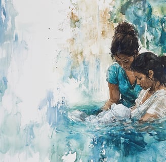 Doula providing calm, hands-on support during early labour at home