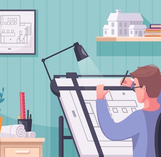 architect student designing floor plans