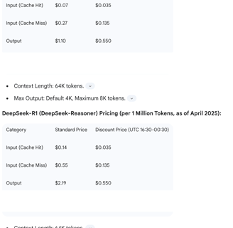 DeepSeek-V3 (DeepSeek-Chat) Pricing (per 1 Million Tokens, as of April 2025):