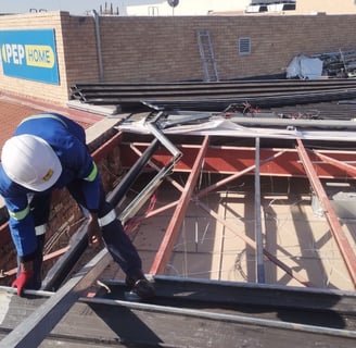 Commercial roofing project. The Walk Shopping Center, Bloemfontein