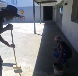 Floating surface area of specialized waterproofing screed application, Harbor Bay Mall, Simon"s Town, Cape Town