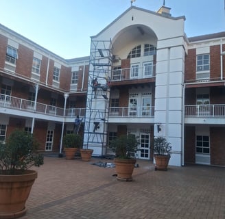Rear elevation of building commercial painting project, Fourways Golf Estate, Fourways