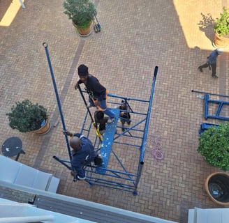 Scaffolding building for painting touch up work, Fourways, Johannesburg