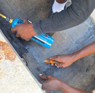 Torch-on waterproofing applied to flat concrete roof in Florida, Roodepoort