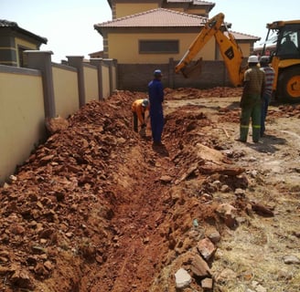 Laying reinforced foundation for home in West Rand, Johannesburg.