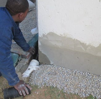 Specialized drainage pipe inspection before final aggregate laying for adequate drainage, Johannesburg, Honeydew