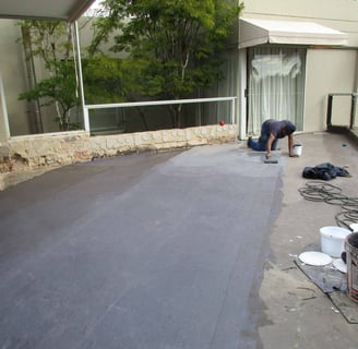 Precision waterproofing membrane application to for a perfect seal for balcony slab, Fourways Gardens, Sandton