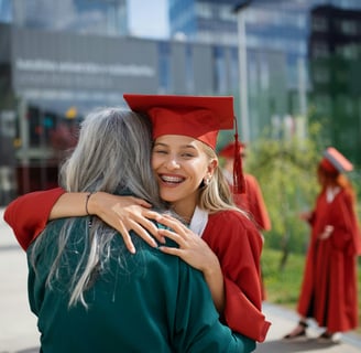 A happy students and a parent that are graduating because they used chimhanda tutoring's cambridge maths online tutoring 