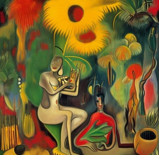 tableau peinture BERG julien Berger joueuse de Lyre