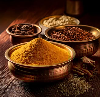 a variety of spices in bowls