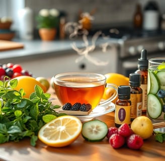 Woman enjoying herbal tea for natural hot flash relief during menopause