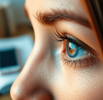 Eye doctor explaining presbyopia prevention strategies to middle-aged woman