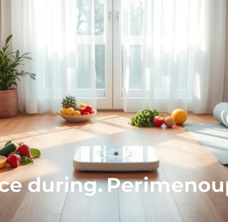 Woman managing perimenopause weight gain through healthy diet and exercise