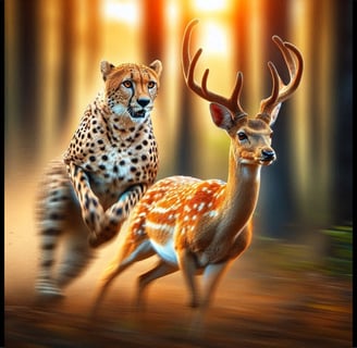 Cheetah chasing a Deer