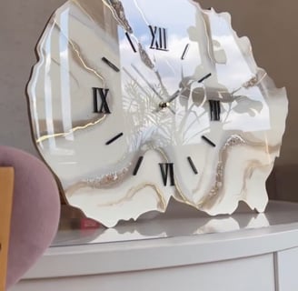 a clock on a table with a clock on it