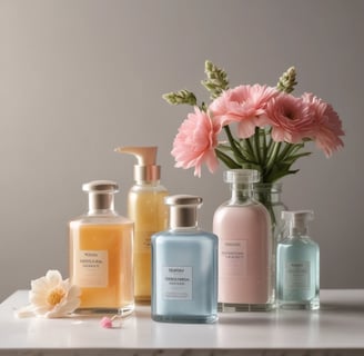 Diversos frascos con productos caseros para limpieza hogar