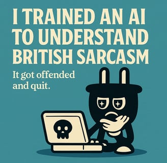 Cartoon plug character looking frustrated at a laptop, with the headline ‘I Trained an AI to Underst